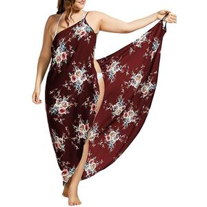 Fadalo Plus Size Spaghetti Strap Cover Up Beach Backless Wrap Long Dress XL