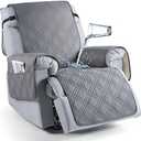 TAOCOCO 100% Waterproof Recliner Chair Cover, Non Slip Recliner Covers for Recliner Chair with Pocket, Washable Reclining Chair Cover Furniture Protector for Kids, Pets(23.6'', Gray)