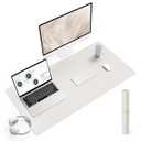 YSAGi Non-Slip Leather Desk Pad L Size, Waterproof Laptop Computer Desk Keyboard Mat, Table Protector Blotter Mat, Large Mouse Pad for Office/ Work/ Home/ Decor(Apricot Gray, 35.4" x 17")