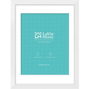 LaVie Home 18 x 24 Poster Frame White, Display Pictures 16x20 with Mat or 18x24 Without Mat, Stable and Sturdy Picture Frame and Polished Plexiglass, Horizontal and Vertical Format of The Wall, 1 Pack