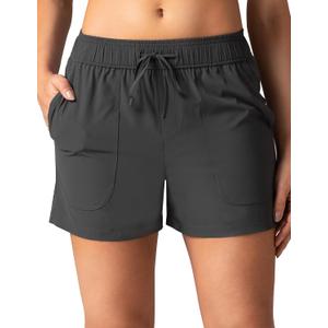 Colorfulkoala Womens Mid-Rise Casual Shorts with Adjustable Waistband 4 Pockets 3.5" Inseam for Lounge Running Strolling