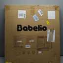 Babelio Baby Gate with Adjustable Cat Door,29-43" Auto Close Durable Pet door for Stairs,Doorways and House,Pressure Mounted,Easy Install,Effortless Walk Thru,White