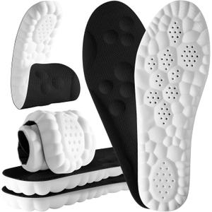 4D Cloud Steppers Insoles for Men and Women - Shock Absorption Inserts, Soft Anti-Fatigue, Relieve Foot Pain, Memory Foam Insoles for Shoes, Boots & Sneakers (Black, Men: US 7-10/ Women: US 8.5-12)