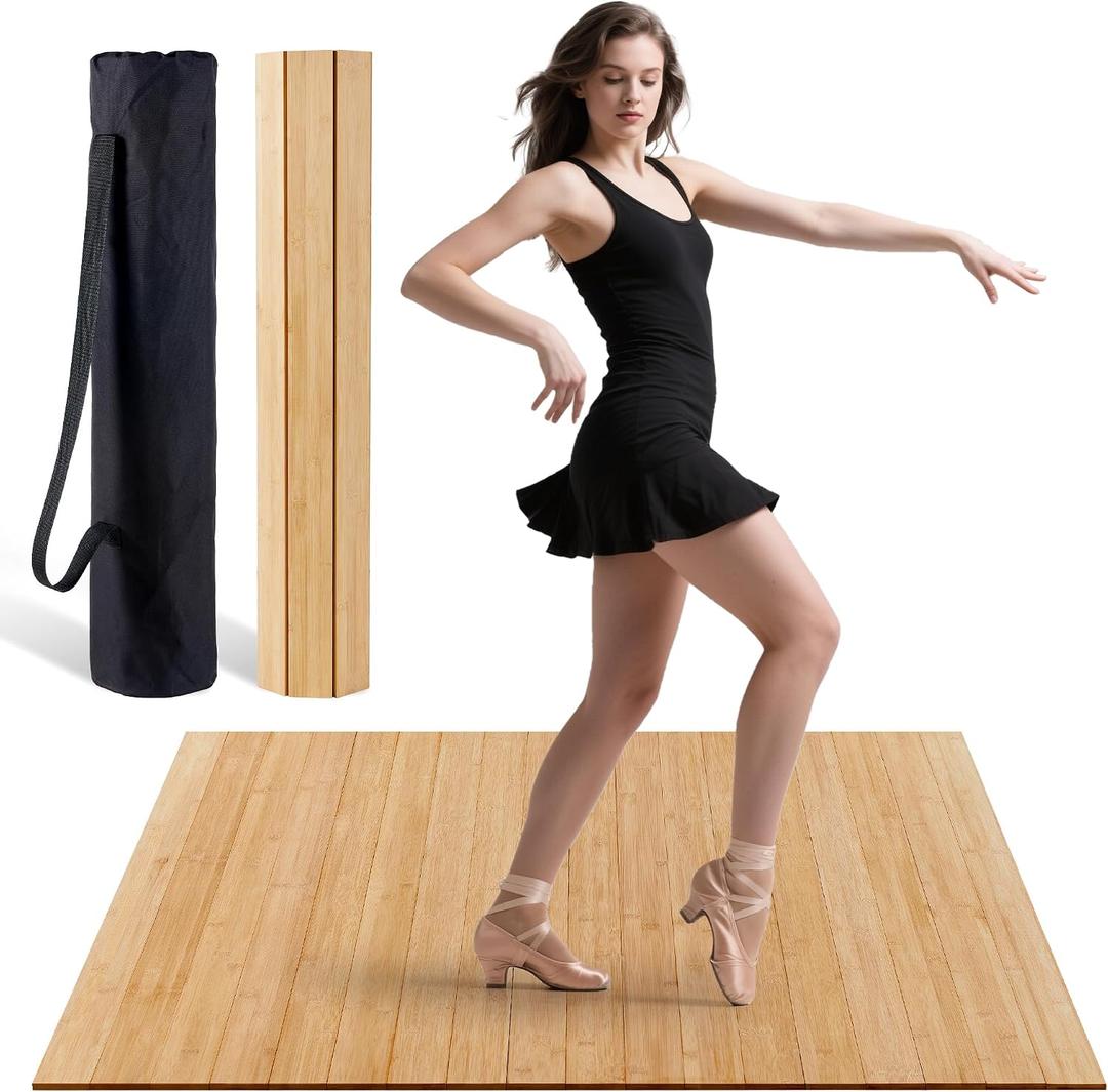 Tap Dance Floor for Any Surface - Bamboo Portable Dance Floor with Storage Bag,Large Floor Mat- Ideal for Home, Studio & Outdoor Tap Practice, 47.8"x38.5"