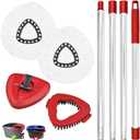 Spin Mop Replacement Handle, 2 Pack Mop Head&Base Scrub Brush 4-Section 30-to-58 inch Mop Replacement Stick Compatible with Ocedar Mop Handle for Easy Wring Mop Refills (White)