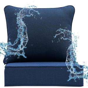 Deep Seat Patio Cushions Set 24 x 22 Inch,Olefin Fabric Outdoor Seat Cushion,Patio Furniture Cushions with Removable Cover,Rain-Proof and Fade Resistant Deep Seat Bottom & Back Cushion,1set, Seat 24x22In + Back 23x19In