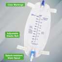 Easy-Tap Leg Bag Urinary Drainage Bag, 1000ml, Anti-Reflux Valve, Cloth Straps, Easy Flip Drain (Pack of 3)