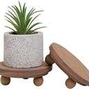 Defined Deco Mini Wood Risers for Display, Small 5"Round Rustic Pedestal Display Stand (Set of 2, Wood)