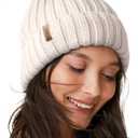 FURTALK Winter Hats for Women Fleece Lined Beanie Knit Chunky Womens Snow Cap (One Size, Beige)