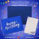3 x Pop Up Birthday Cards - LED Lights & Musical Fireworks Cake with 3D, Glitter Happy Birthday Greeting Gifts for Women, Girls, Men, Boys (Blue)