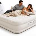 King Koil Luxury Built-in Pillow Top Queen Air Mattress with Built-in High-Speed Pump Best for Home, Camping, Guests, 20" Queen Size Double High Airbed, Blow Up Mattress, Waterproof