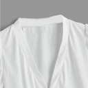 WDIRARA Women's Plus Size Ruched Puff Short Sleeve Bolero Shrugs Open Front Cropped Cardigan (White)