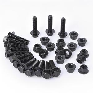 Minho M8-1.25 x 30mm Flange Head Bolts in Carbon Steel Material,Flange Hexagon Screws Come with Flange Nuts,Black Oxide Finish Plated,Full Thread, 15 Sets