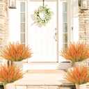 36 Pcs Artificial Fall Flowers Outdoor, UV Resistant Fake Lavender Flowers Faux Plastic Fall Plants Shrubs Bushes for Indoor Outside Planters Porch Window Box Patio Home DecorOrange