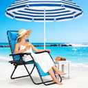 Zero Gravity Chairs Set of 2, Adjustable Lounge Chair Outdoor Recliner, Folding Reclining Lawn Chair, Anti Gravity Chair with Pillow & Cup Holder for Pool Camping Sunbathing Beach Patio (Sky Blue), 2pcs