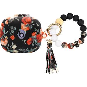 Case Compatible with Beats Powerbeats Pro2(2025),Shockproof Silicone Cover with Bracelet Lanyard and Keychain, Cute Skin Wireless Earbuds Case for Beats Powerbeats Pro 2 (Vintage Rose)