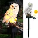 Solar Powered Garden Owl Decor  Outdoor Yard Statue for Outside Lawn Ornament Patio Decorative Waterproof Halloween Decorations Stake Bird Lights for Landscaping Backyard Christmas