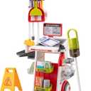 Kids Cleaning Toy Set-Cleaning Tools with Toy Vacuum Cleaner Mop & Spray BottleCleaning CartsPretend Play Educational Toys for Toddlers & Preschoolers Ages 3-5(red)