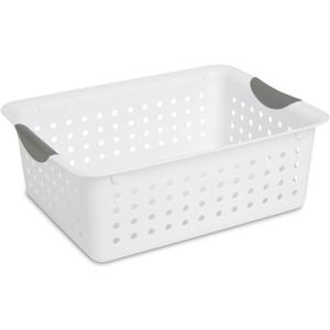 Sterilite 4-Pack Medium Ultra Basket, Open Top Plastic Storage Organizer, White - Classic Baskets for Organizing Countertops, Pantry Shelves, Kitchen Cabinets, Laundry Rooms or Home Offices, White 