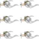HOSOM 6 Pack Door Handle Interior Passage Door Levers No Locking Hallway Closet Doors Knobs Handle Set Keyless Wave Style Lever Door Handles Satin Nickel Door Knob