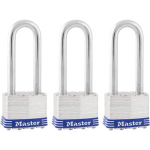 Master Lock Silver Outdoor Keyed-Alike Padlocks with Keys, Extra Long Shackle Lock for Gate, Fence, Shed, or Other Equipment, 3 Pack, 1TRILJ