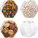 4PCS Plastic Candy Jars with lids, 76 Oz Clear Cookie Jars, Empty Hexagon Containers for Candy Buffet Snacks Coffee Pod, Kitchen Party Gifts Large Food Storage Jar Container