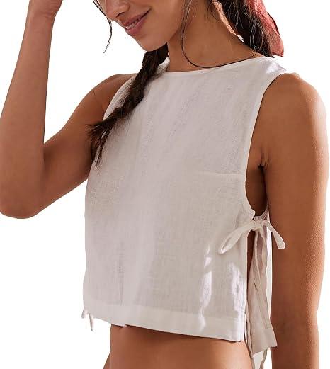 YIKUSO Crop Tank Women Cropped Top Sexy Summer Baby Tee Cute (US, Alpha, Medium, Regular, Regular, White)
