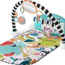 Fisher-Price Baby Activity Mat Glow and Grow Kick & Play Piano Gym, Portable Musical Toy with Smart Stages Learning, Ages 0+ Months, Blue, Queens English Version, HWY58