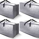 Cosy Family 4 Pack Heavy Duty Extra Large Moving Bags with Backpack Straps - Strong Handles & Zippers, Storage Totes For Space Saving, Fold Flat, Alternative to Moving Box (X-Large-Set of 4, Silver)