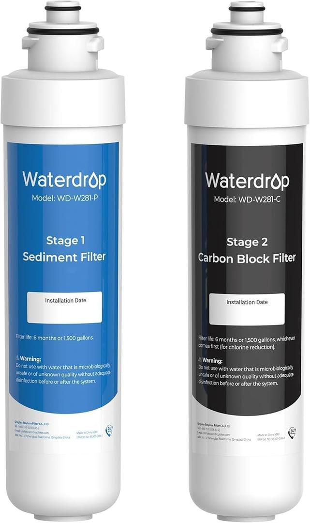 Waterdrop W281 Water Filters for Water Coolers, Replacement for Avalon branded Bottleless Water Coolers Filters, 1,500 Gallon Extended Lifespan, More Pure Enjoyment, 2 Count1 Set