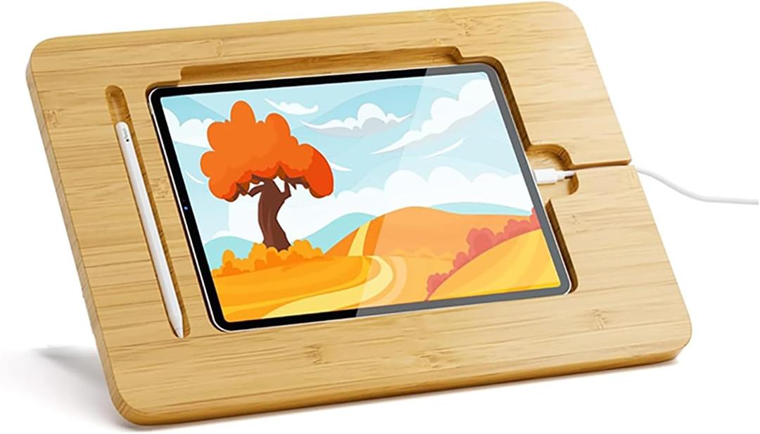 Wooden Tablet Stand Holder for Ipad, Multi-Angle Adjustable Drawing Easel, Artist Desktop Mount for Digital Creation