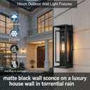 2 Pack 18 inches Outdoor Wall Lantern Light Fixture, Large Black Exterior Waterproof Wall Sconce, Anti-Rust Mount Porch Light with Clear Glass,E26 Socket