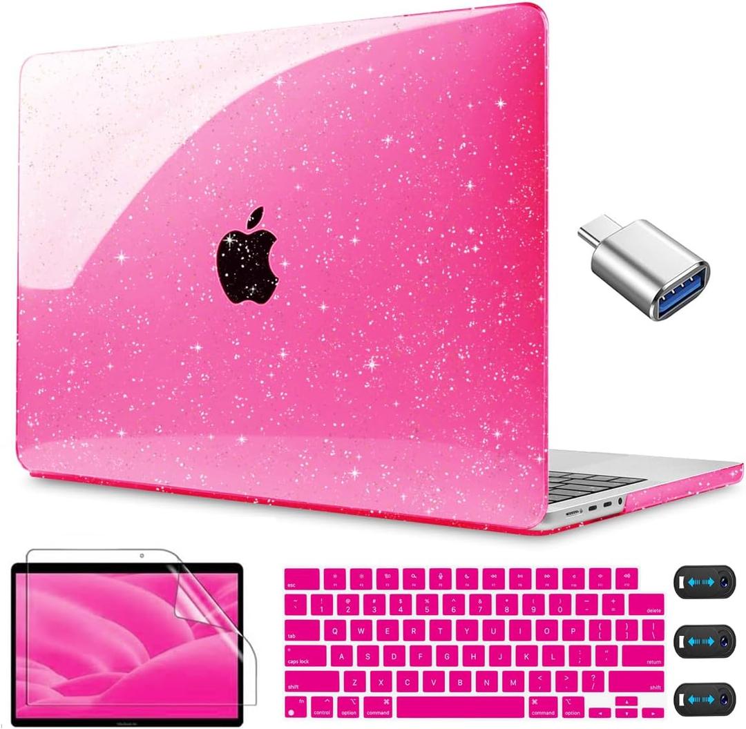 CISSOOK Sparkly Glitter Rose Pink Case for MacBook Pro 14 inch Case M5 M4 M3 M2 M1 Chip 2025 2024 2023 2022 2021 Release Model A3434 A3112 A3185 A3401 / A2918 A2992 / A2779 / A2442