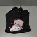 Wrenpies Cute Cat Graphic Hoodies Aesthetic Hooded Sweatshirts for Teen Girls Kawaii Cartoon Anime Lightweight Pullover Tops (Black, L)