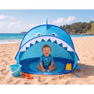 USA Based, Baby Beach Tent & Sun Shelter – Portable Pop-Up UV Protection Canopy with Sand Stakes Baby Sun Shade for Beach, Pool, Travel & Outdoor Use – UPF 50+, Shark, 47.5" x 31.5"