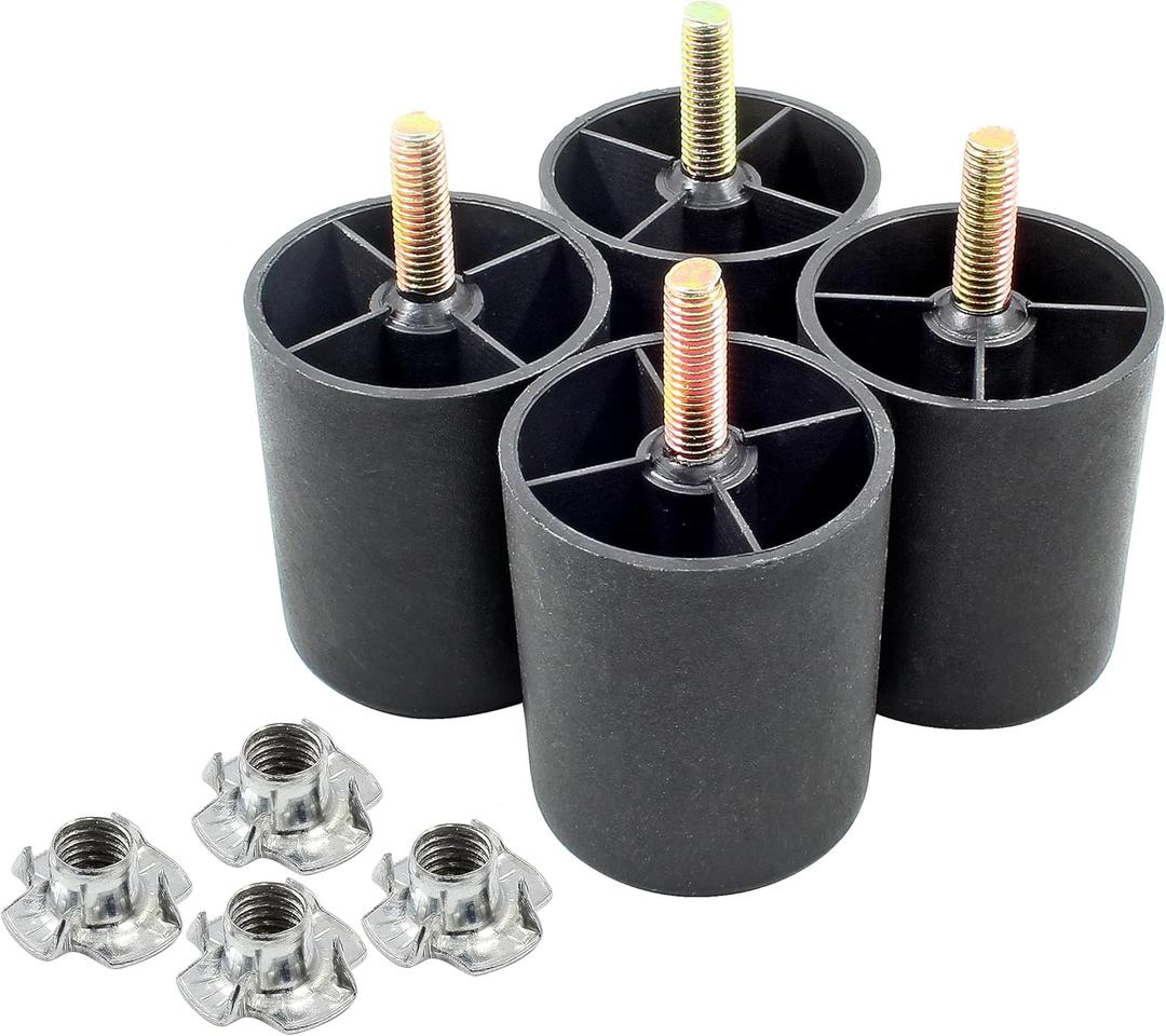 4Pcs 2.5 Inch Sofa Legs, Tapered Furniture Legs Plastic Couch Feet with M8 Hanger Bolts for Sofa Dresser Cabinet Chair Bed Coffee Table (Conical Type)