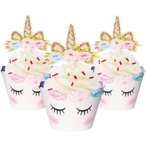 80 Pieces Unicorn Cupcake Toppers and Wrappers Decorations Unicorn Cup Cake Liners Rainbow Birthday Party Supplies Used for decorating desserts at birthday parties
