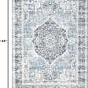 Area Rug 9x12, Large Vintage Boho Rug,Ultra-Soft Low Pile, Washable, Non Slip,Stain Resistant, Printed Carpet for Living Room Bedrooms Playroom Office Kitchen, Light Blue