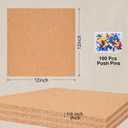 6 Pack Self-Adhesive Square Cork Boards for Wall with 100 Push Pins for Bulletin Boards Cork Wall Home School Office Decorative12"x12"x1/4"