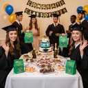 Sweetude 60 Pcs 2026 Graduation Treat Cookie Bags with Window, Green and Gold Grad Bakery Candy Bags 4 x 2.36 x 6.7 Inch Kraft Paper Iron Wire Tie Tab Lock for Class of 2026 Congrats Party Supplies