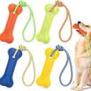 Skylety 4 Pack Floating Dog Toy with Rope Handle | EVA Dog Bumper Throw Stick for Water Training Fetch Retrieving Pool Water Toy for Beach Diving Pool Yard Summer Outdoor Play