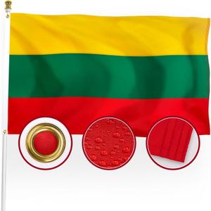 XIFAN Premium Nylon Lithuania Flag 3x5 Outdoor, Double Sided Heavy Duty 210D Nylon Republic of Lithuania National Country Flags, with Sewn Stripes/4 Stitch Hemming/Brass Grommets