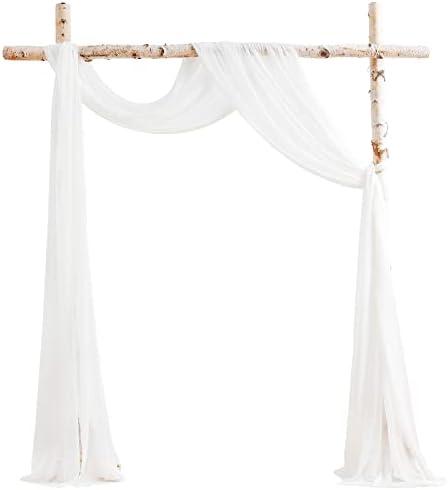 Floroom Wedding Arch Draping Fabric 1 Panel 20Ft White Chiffon Fabric Drapes Arbor Drapery Wedding Ceremony Reception Swag Decorations
