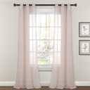 Lush Decor Farmhouse Textured Grommet Sheer Window Curtain Panel Pair, 38"W x 84"L, Blush