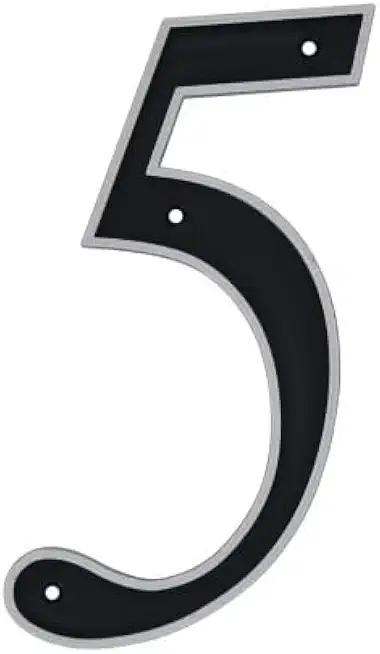 Hillman 6 in. Reflective Black Plastic Nail-On Number 5 1 pc.  2 Pack