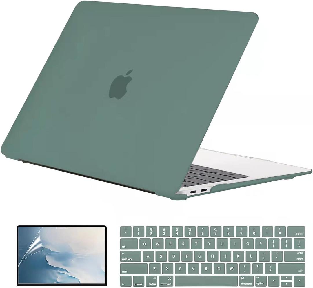 EooCoo Case Compatible with MacBook Pro 13 inch M2 2024 2023 2022-2016 Release M1 A2338 A2289 A2251 A2159 A1989 A1706 A1708 Protective Hard Case with Keyboard Cover, Screen Protector, Matte Green