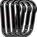 EZYA Carabiner Clip, 860lbs, 3" Heavy Duty Carabiner, D Ring Hooks - Keychains, Camping, Hiking Accessories, Caribiniers for Dog Leash, Hammocks, Yoga Swing, Gym etc, Black, 4PCS