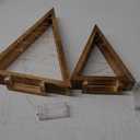 GENMOUS 2 Pcs Wooden Christmas Trees, Small Farmhouse Tabletop Christmas Decor with Light, Triangle Christmas Tree Shaped Decoration for Fireplace Mantel Shelf, Rustic Indoor Bedroom Holiday Decor