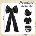 2026 Large Black Bow Graduation Porch Decoration 26 x 59 Inch Coquette Black Ribbon Bow Party Decorations Giant Congrats Grad Backdrop Wall Decor for Graduation Entryway Outdoor Party Decorations