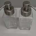 Foaming Soap Dispenser with Stainless Steel Pump, 12oz Refillable Glass Liquid Dish Soap Bottles for Bathroom, Kitchen Sink, Home Decor, 2 Pack